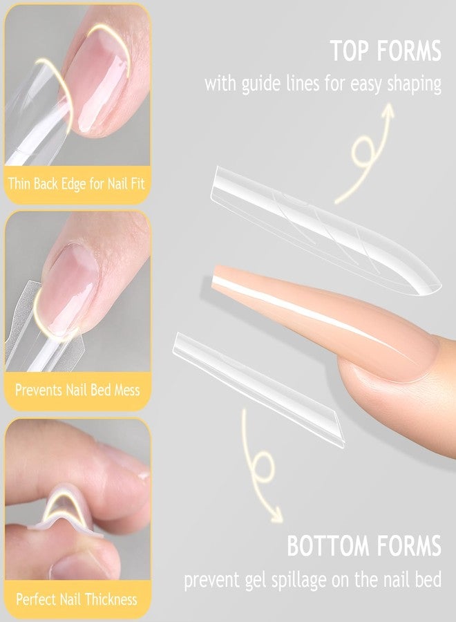 Furtherpretty Sandwich Dual Nail Forms, 15 Sizes Long Coffin Top and Bottom Dual Forms for Builder Gel, Reusable Acrylic Nail Extension Molds with Guide Lines, Professional Manicure Supplies (Coffin) - Image 4